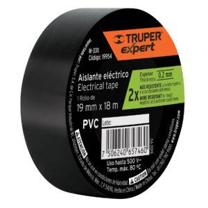 CINTA AISLADORA TRUPER 19MM X 18 MT EXPERT NEGRA (SET 8 UNID)
